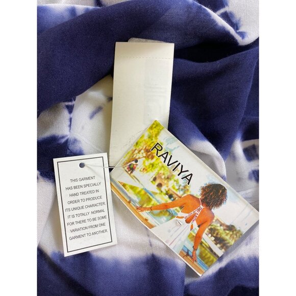 Tie-Dye Handkerchief Hem Spaghetti Strap Dress 1X By‎ Raviya Navy/White Hippie - Picture 4 of 6